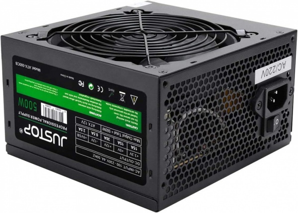 JUSTOP 500W Black ATX Power Supply With 120mm Fan