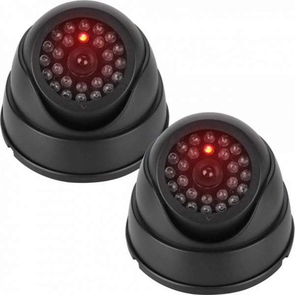 JUSTOP Dome Dummy CCTV Camera For Indoor & Outdoor With Red LED Black - Twin Pack