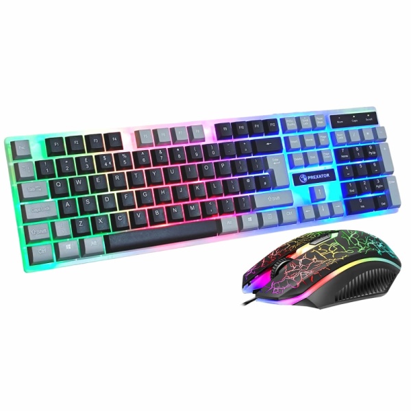 JUSTOP Prexator USB Gaming Keyboard And Mouse Combo Rainbow LED Backlit ...