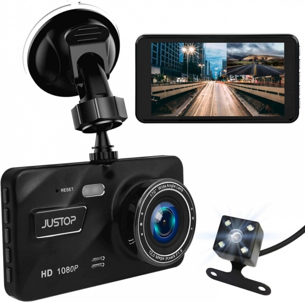 JUSTOP Dash Cam 1080P Full HD In Car DVR Camera Digital Driving Video Recorder 4'' LCD