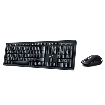 Genius KM-8200 Wireless Smart Keyboard and Mouse Combo Set, Customizable Function Keys, Multimedia, Full Size UK Layout and Optical Sensor Mouse, 1000dpi, designed for Home or Office