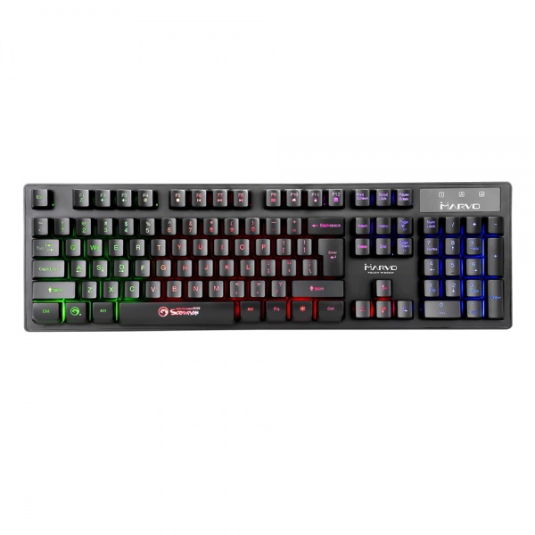 Marvo Scorpion K616A Gaming Keyboard, 3 Colour LED Backlit, USB 2.0, Frameless and Compact Design with Multi-Media and Anti-ghosting Keys, UK Layout