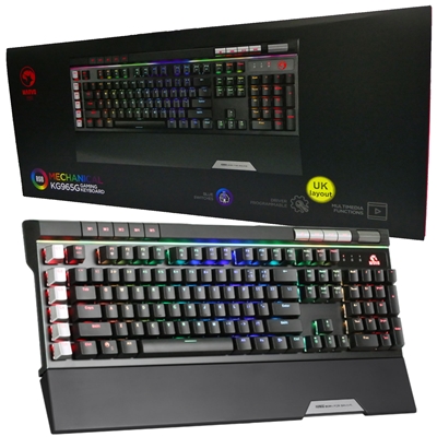 Marvo BigBang P1 KG965G RGB Mechanical Gaming Keyboard, Full Size Mutimedia, USB 2.0, Blue Switches, RGB backlighting For Each Key, Anti-ghosting, 19-key Rollover Support, 6 macro keys, Black