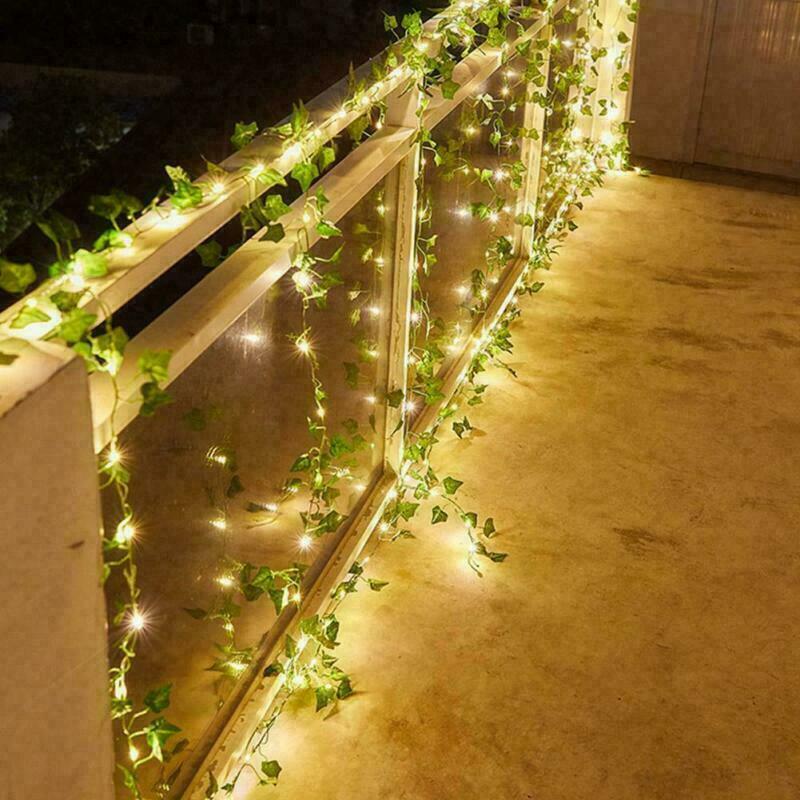 LED Solar Powered Ivy Fairy String Lights Outdoor Wall/Fence Light