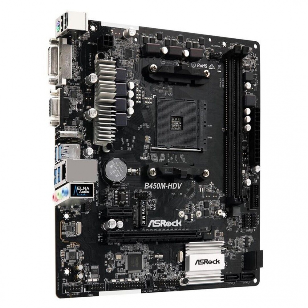 Asrock B450M-HDV R.40 AMD B450 Motherboard AM4 Micro ATX HDMI DP M.2 ...