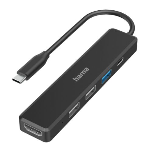 Hama External 4 Port USB-C Hub, USB Powered, 3 x USB-A , 1 x USB C (Power Delivery), 1 x HDMI