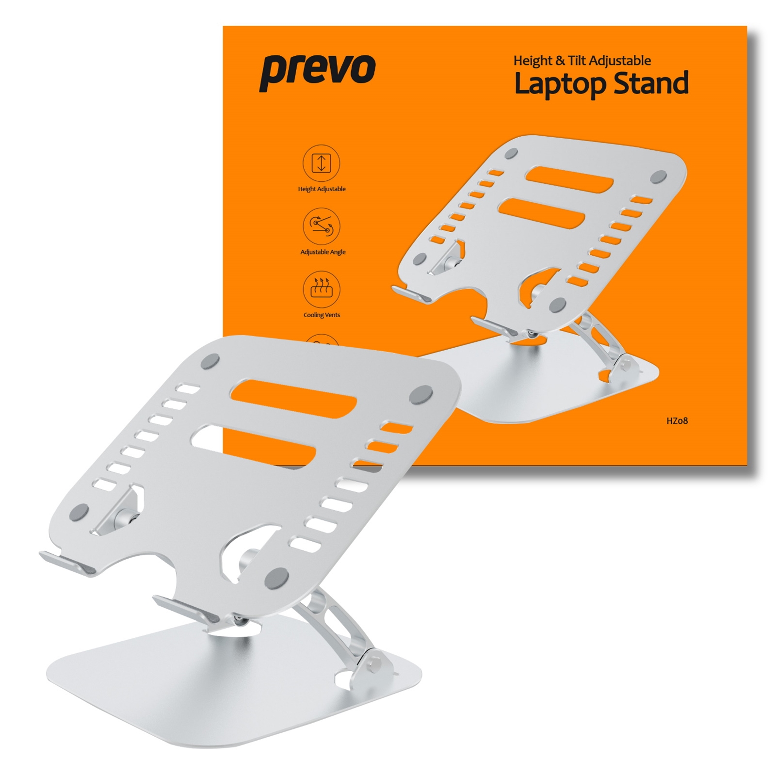 Prevo Aluminium Alloy Laptop Stand, Fit Devices from 11 to 17 Inches, Non-Slip Silicone, Height and Angle Adjustable