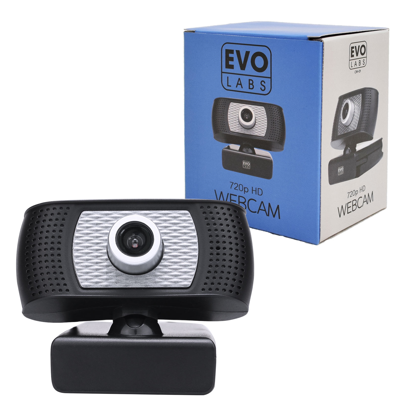 Evo Labs CM-01 HD Webcam with Mic,1280x720 USB2.0 Webcam with 30fps, photo and video capture, Compatible with Microsoft Windows 7 / 8 / 10