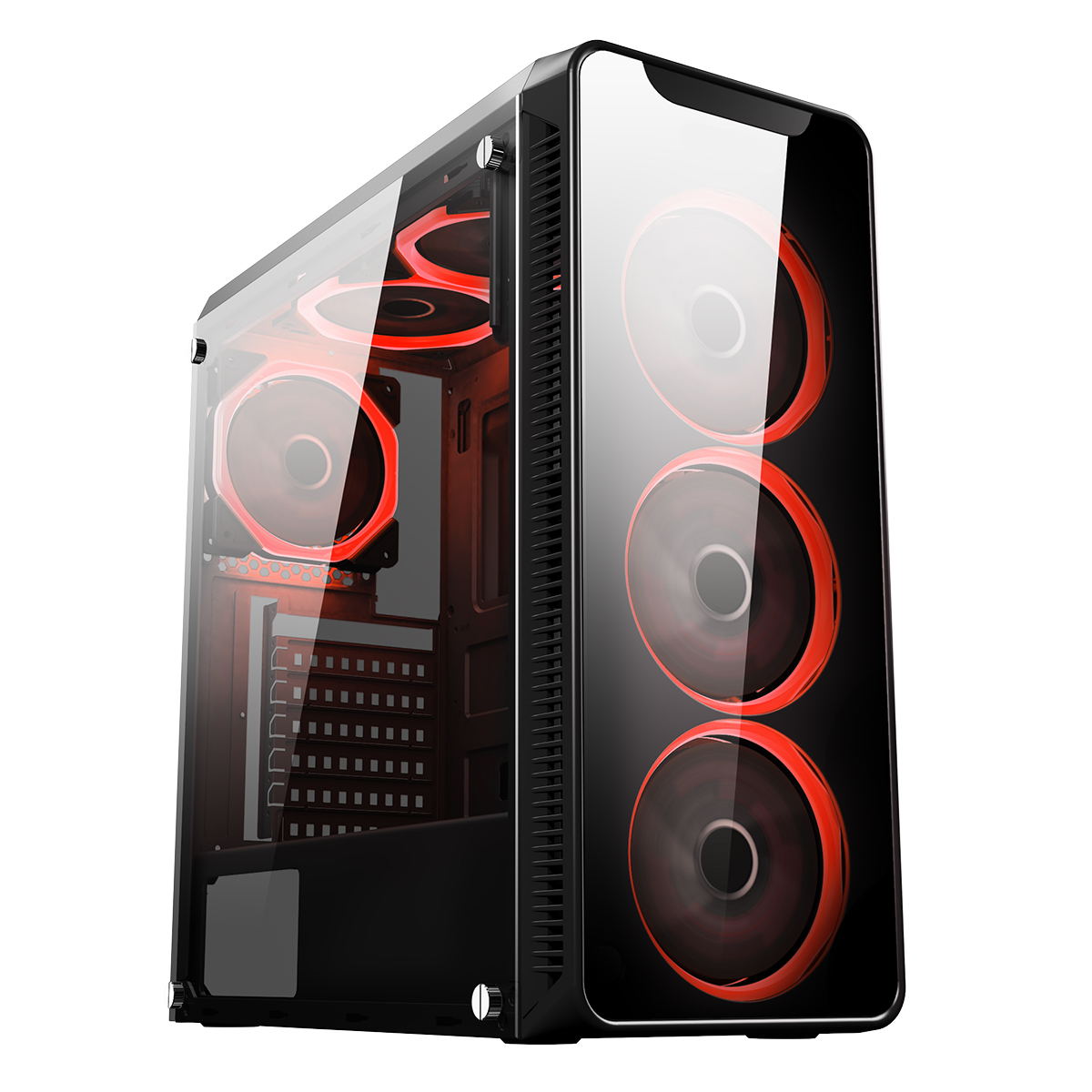 CiT Blaze Gaming Mid ATX PC Case Red Fans Tempered Glass