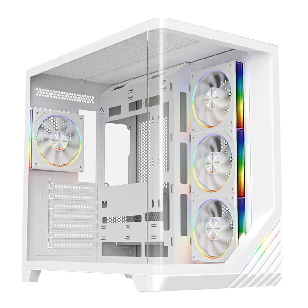 Powercool Venus White ATX Gaming Case Dual Chamber Layout With Curved ...