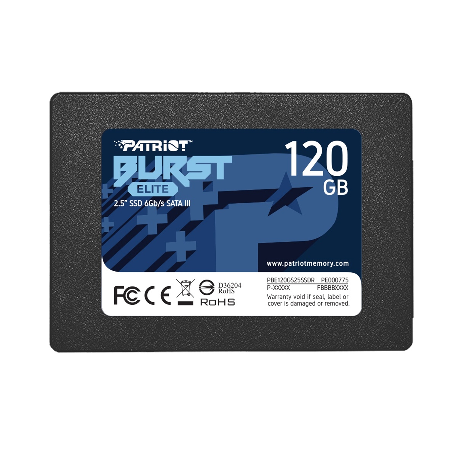 Patriot Elite (PBE120GS25SSDR) 120GB 2.5 Inch SSD, Sata 3 Interface, Read  450MB/s, 320 Write MB/s, 3 Year Warranty