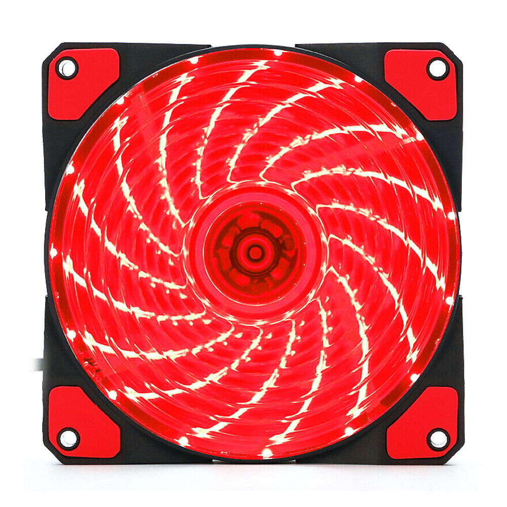 Jedel 120mm Red LED PC Case Cooling Fan 3-Pin PWM/4-Pin Molex Connector