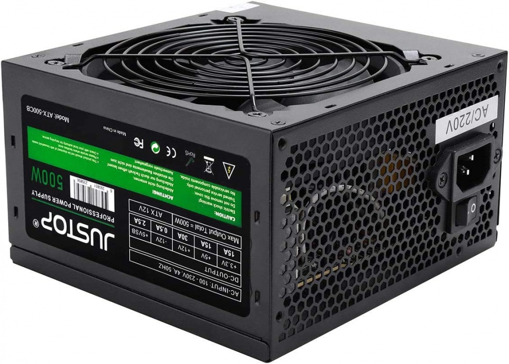 JUSTOP 500W Black ATX Power Supply With 120mm Fan