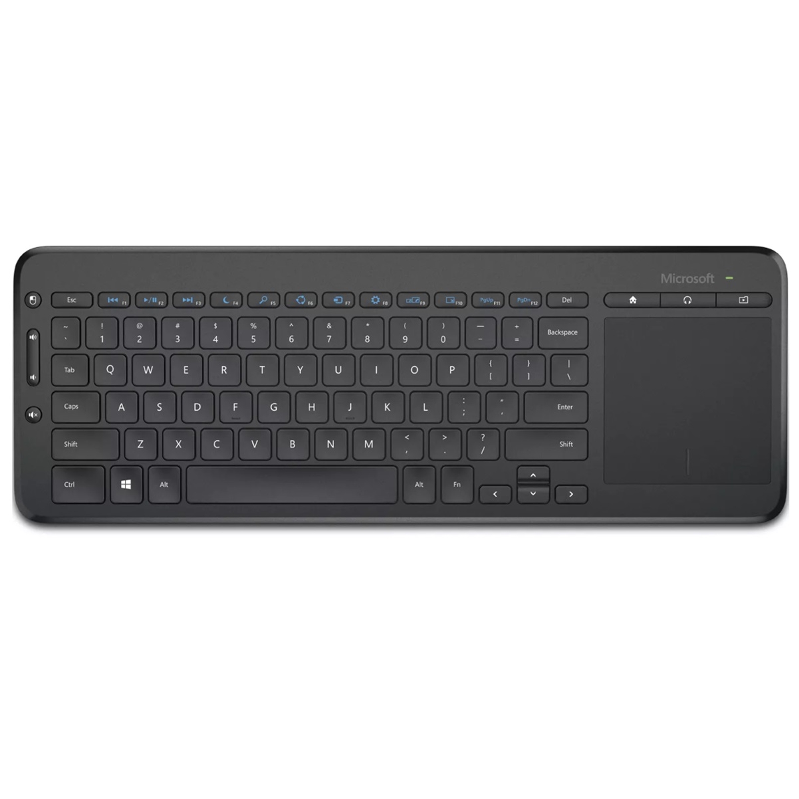 Microsoft All-in-One Wireless Media Keyboard with Integrated Trackpad, Spill-Resistant, Customisable Media Hotkeys, Compatible with Windows, Mac, Android, Smart TV's and Consoles, UK English Layout