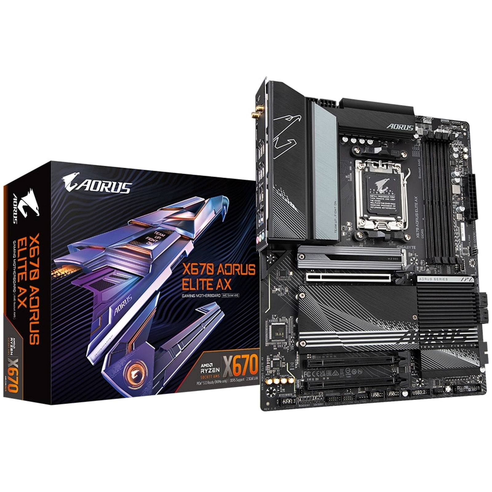 Gigabyte X670 AORUS ELITE AX (rev. 1) Motherboard, AMD Socket AM5, ATX, DDR5, AMD Wi-Fi 6E RZ616, Bluetooth 5.2, 1 x PCIe 4.0 x16, 2.5GbE LAN, HDMI/USB-C