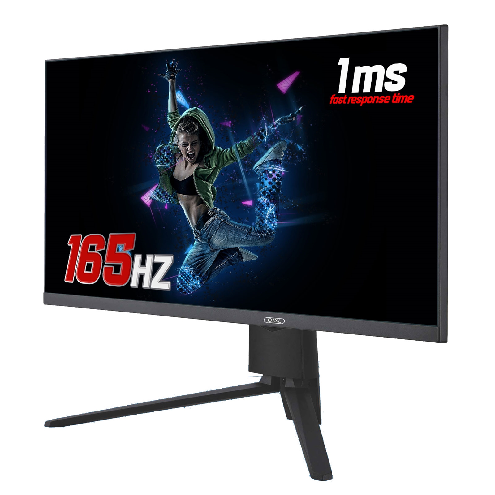 piXL CM24F10 24 Inch Frameless Gaming Monitor, Widescreen LCD Panel, Full HD 1920x1080, 1ms Response Time, 165Hz Refresh, Display Port / HDMI, 16.7 Million Colour Support, VESA Wall Mount, Black Finish