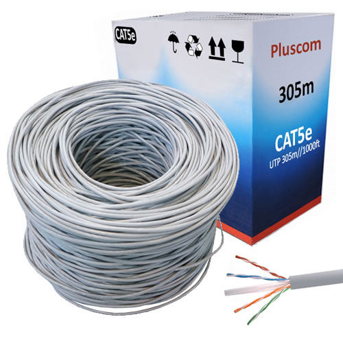 Pluscom 305M RJ45 Cat5e UTP Network Ethernet Patch Cable Pull box - Grey