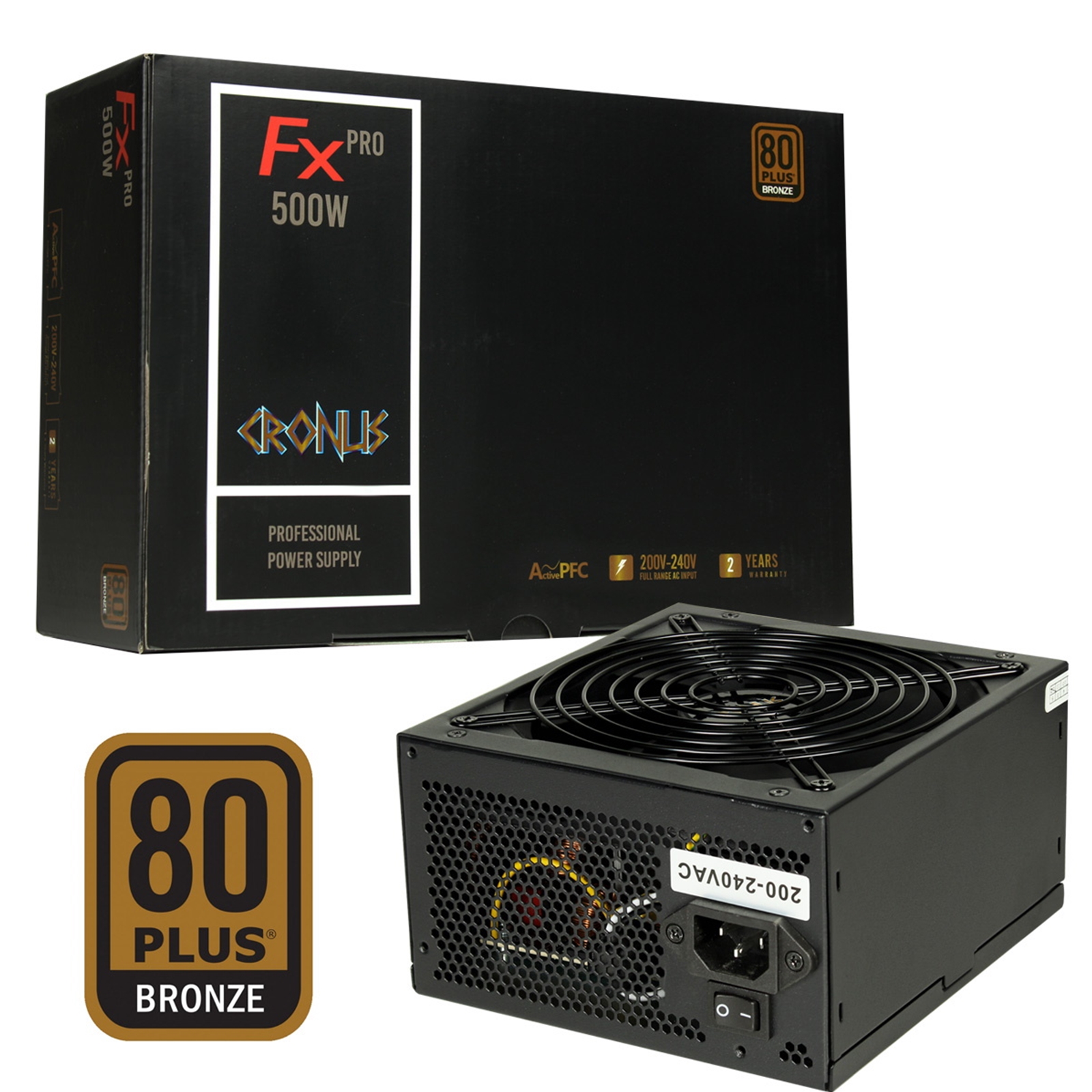 CRONUS 500ATV FX PRO 500W PSU, 140mm Silent Cooling Fan, 80 PLUS Bronze, Non Modular, Flat Black Cables, Supreme Performance