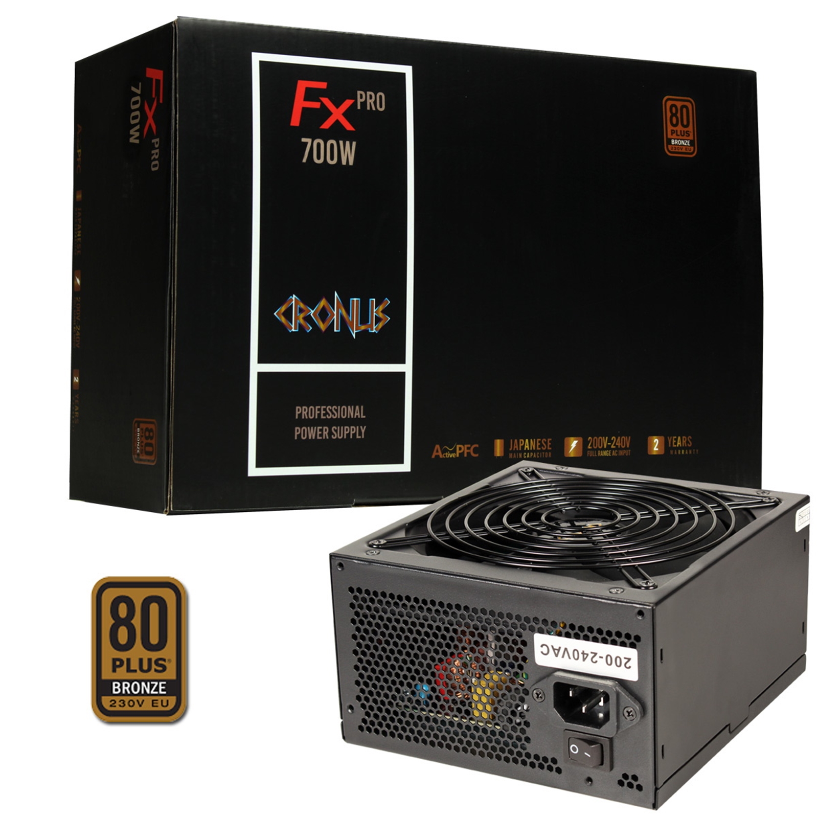 CRONUS 700ATV FX PRO 700W PSU, 140mm Silent Cooling Fan, 80 PLUS Bronze, Non Modular, Flat Black Cables, Supreme Performance