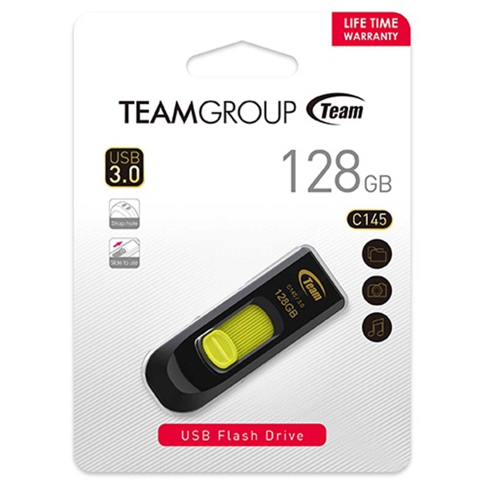 Team C145 128 GB USB 3.0 Yellow USB Flash Drive