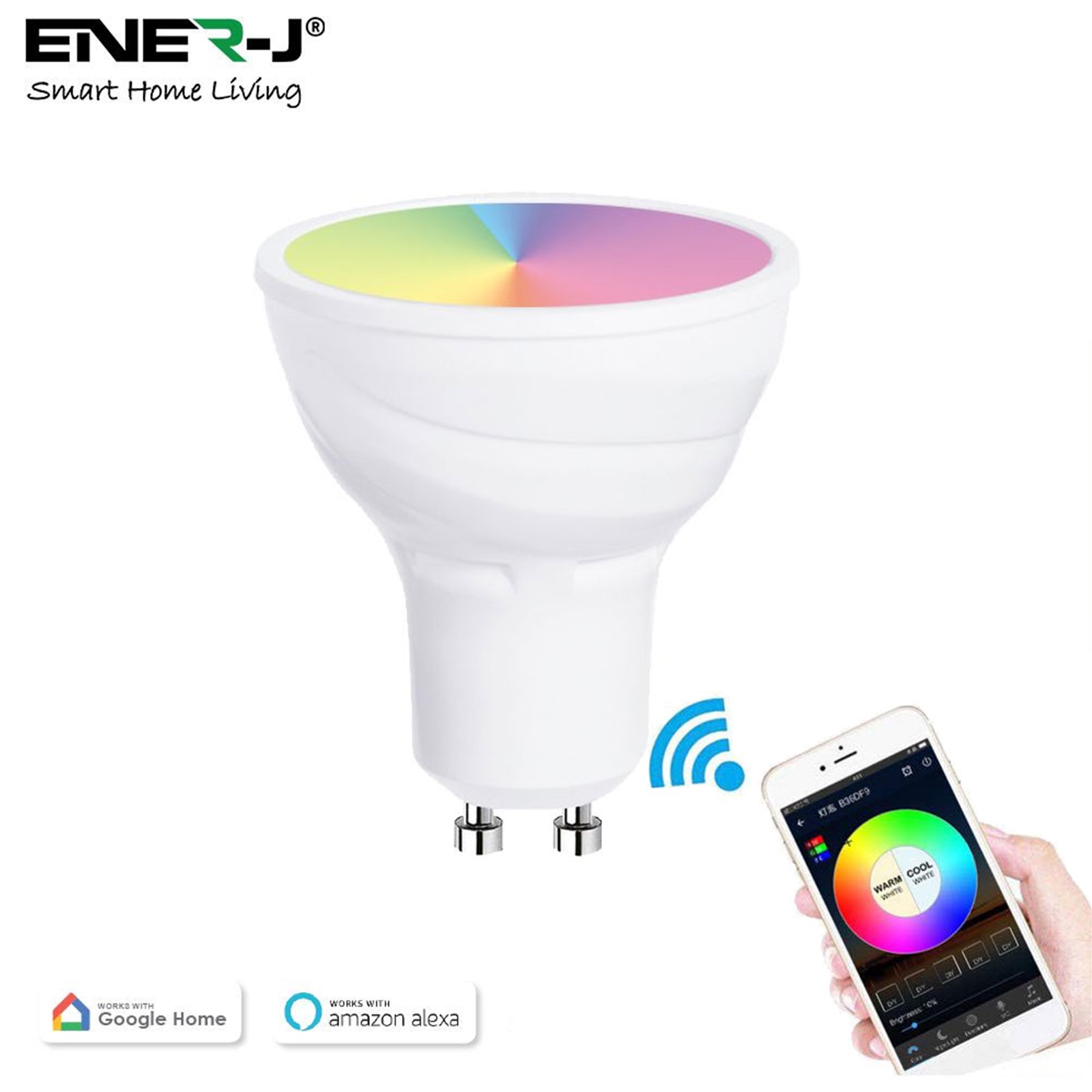 ENER-J Smart RGB LED Spotlight Bulb, 5W, GU10 Fitting, Wireless