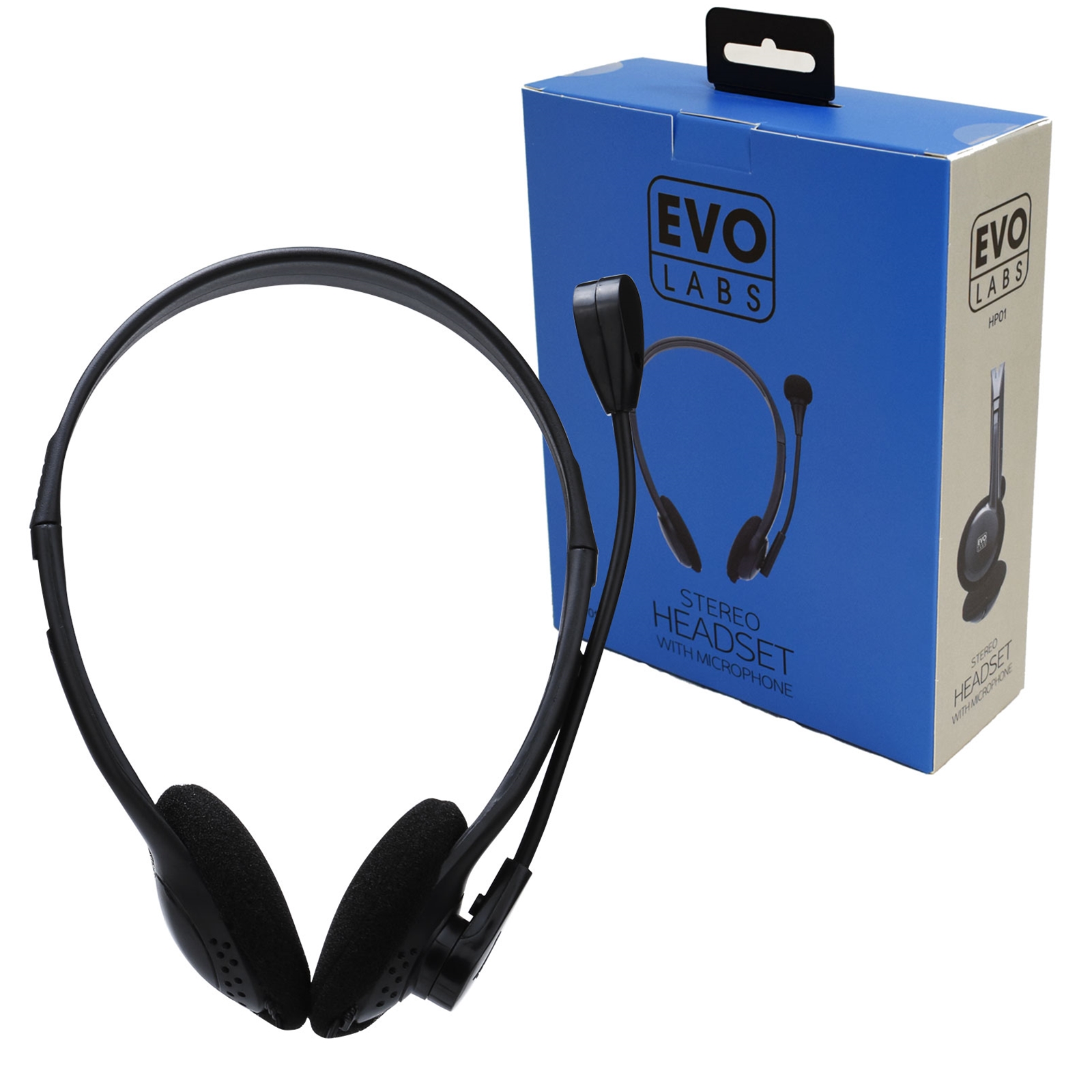 Evo Labs HP01 Headset with Mic, 2x 3.5mm Connection