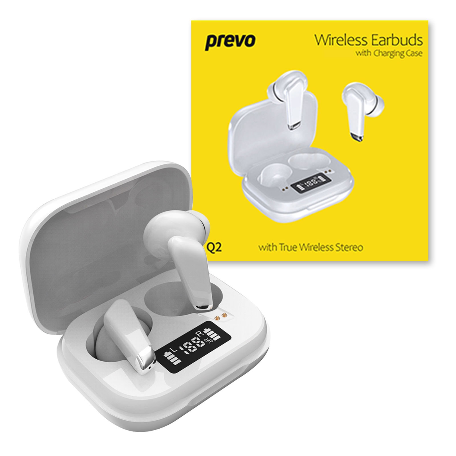 Prevo Q2 TWS Earbuds, Bluetooth 5.1, Automatic Pairing, Touch Control