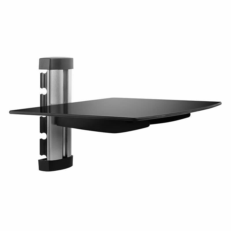 Glass floating on sale tv shelf