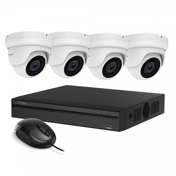 Longse CCTV Kit 4 Channel 8MP XVR Recorder & 4 x 8MP AHD/TVI/CVI BNC White Cameras