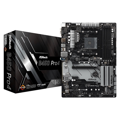 ASRock B450 Pro4 AMD Socket AM4 ATX VGA/HDMI/DisplayPort DDR4 USB C 3.1 Motherboard