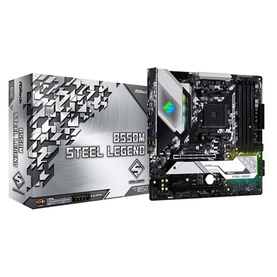 ASRock B550M Steel Legend AMD Socket AM4 Micro ATX HDMI/DisplayPort Dual M.2 USB C 3.2 RGB Motherboard