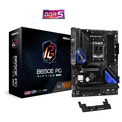 ASRock B650E PG RIPTIDE WIFI Motherboard, AM5 Socket  Micro ATX, DDR5, 1x PCIe 4.0 x16, 1x PCI-e 5X4, 1 x PCIe Gen4x4 ,7.1 Channel Audio, USB 3.2, Gigabit LAN, HDMI, VGA