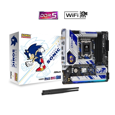 ASRock B760M PG SONIC WIFI Motherboard, Intel Socket 1700, Supports 12th/13th Gen, 1 PCIe 5.0 x16, 1 PCIe 4.0 x1,4 SATA3, 3 Hyper M.2 (PCIe Gen4x4), Dragon 2.5G LAN, Micro ATX, USB Type-C, LAN, HDMI, DisplayPort