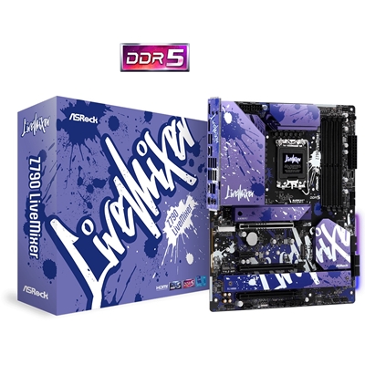 ASRock Z790 LiveMixer Motherboard, Intel Socket 1700, ATX, DDR5, USB Type-C 3.2 Gen2x2, 1x PCIe 5.0 x16, 2x PCIe 4.0 x16, 1x PCIe 3.0 x1, 1x M.2 Key-E for WiFi, 1 HDMI, 1 DisplayPort, eDP, Realtek 2.5G LAN