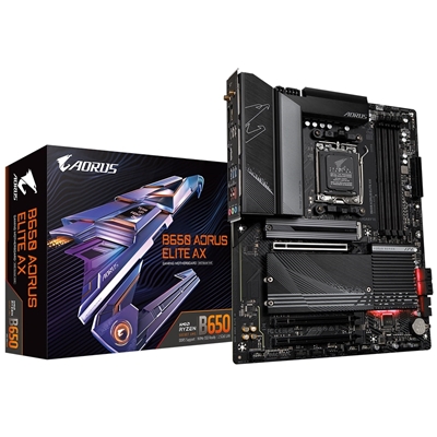 Gigabyte B650 AORUS ELITE AX (rev. 1) Motherboard, AMD socket AM5, ATX, DDR5, 1 x PCIe 5.0 x4, 1 x PCIe 4.0 x4, Fast Networking with 2.5GbE LAN & Wi-Fi 6E 802.11ax, Smart Fan 6, HDMI/DisplayPort/USB-C