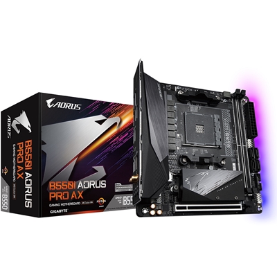 Gigabyte B550I AORUS PRO AX AMD Socket AM4 Mini ITX Dual HDMI/DIsplayPort M.2 RGB USB 3.2 Type-C Motherboard