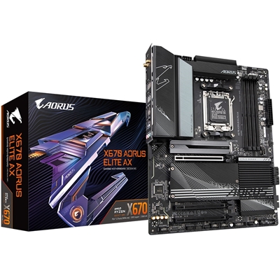 Gigabyte X670 AORUS ELITE AX (rev. 1) Motherboard, AMD Socket AM5, ATX, DDR5, AMD Wi-Fi 6E RZ616, Bluetooth 5.2, 1 x PCIe 4.0 x16, 2.5GbE LAN, HDMI/USB-C