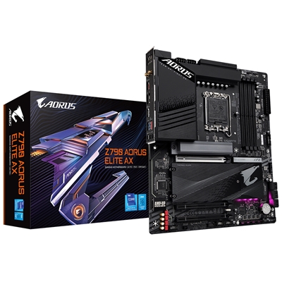 Gigabyte Z790 AORUS ELITE AX DDR5 Motherboard, Intel Socket 1700, 12/13th Gen, 1x PCIe 5.0 x16, 4x PCIe 4.0 x4, 1x PCIe 3.0 x4, USB 3.2 Gen 2x2 Type C, HDMI, DisplayPort, Q-Flash Plus