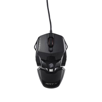 Mad Catz R.A.T. 1+ Gaming Mouse, USB 2.0, Ultra Lightweight at 60g with Adjustable Palm Rest, Ergonomic, Ambidextrous Design, Adjustable up to 2000 DPI with Gaming Grade Optical Sensor, Black