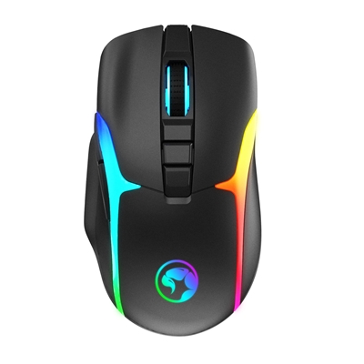 Marvo Scorpion M729W  Wireless Gaming Mouse, Rechargeable, RGB with 7 Lighting Modes, 6 adjustable levels up to 4800 dpi, Gaming Grade Optical Sensor with 7 Buttons, Black