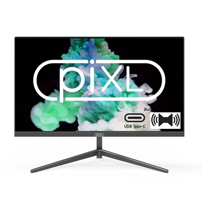 piXL PX24IUHDS 24 Inch Frameless Monitor, Widescreen LCD Panel, 5ms Response Time, 75Hz Refresh Rate, Full HD 1920 x 1080, HDMI, Display Port, USB-C, Speakers 16.7 Million Colour Support, Black Finish