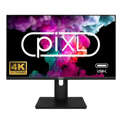 piXL PX27UDH4K 27 Inch Frameless IPS Monitor, 4K, LED Widescreen, 5ms Response Time, 60Hz Refresh, HDMI, Display Port, 2x USB-A+, USB-B+, USB-C 16.7 Million Colour Support, VESA Mount, Black Finish