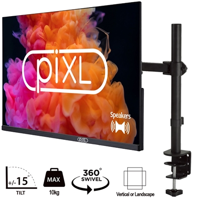 piXL PXD24VH 24 Inch Frameless Monitor with Speakers and 1 x half price piXL Single Monitor Arm Bundle