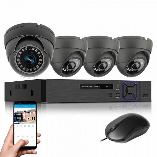NANO BOX HD 1080P CCTV System 4 Grey Dome Cameras Surveillance Kit