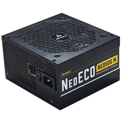 ANTEC NeoECO NE850G M 850W PSU, 120mm Silent Fan, 80 PLUS Gold, Fully Modular, UK Plug, Heavy-Duty Japanese Capacitors, Hybrid Zero RPM Fan Mode