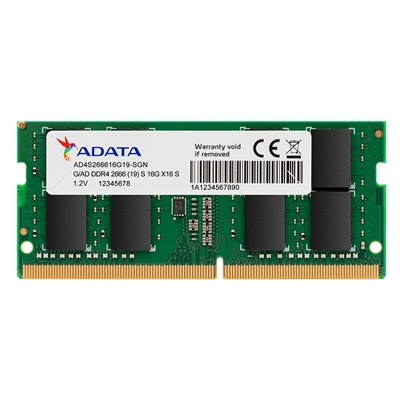 Adata Premier AD4S266616G19-SGN 16GB SODIMM System Memory DDR4, 2666MHz, 1 x 16GB