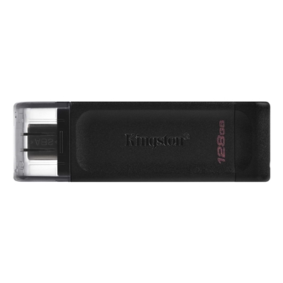 Kingston DT70/128 GB DataTraveler 128 GB USB Flash Drive, USB 3.2,  USB-C, Gen1, 80MB/s, Cap Design, Black, Retail.