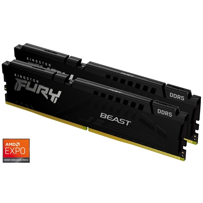 Kingston FURY Beast KF556C36BBEK2-32 32GB (2x16GB) System Memory, 5600MT/s, DDR5, CL36, DIMM, Black, AMD EXPO Certified