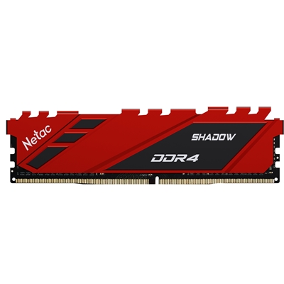 Netac Shadow NTSDD4P26SP-16R 16GB DIMM Gaming System Memory, DDR4, 2666MHz, 1 x 16GB, Red Heatsink, 288 Pin, 1.2v, CL19-19-19-43