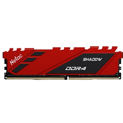 Netac Shadow NTSDD4P32SP-16R 16GB DIMM Gaming System Memory, DDR4, 3200MHz, 1 x 16GB, Red Heatsink, 288 Pin, 1.35v, CL16-20-20-40